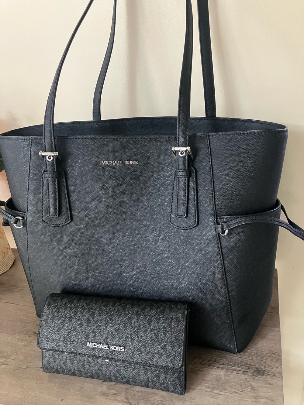 Michael Kors Black Saffiano Tote with Double Straps